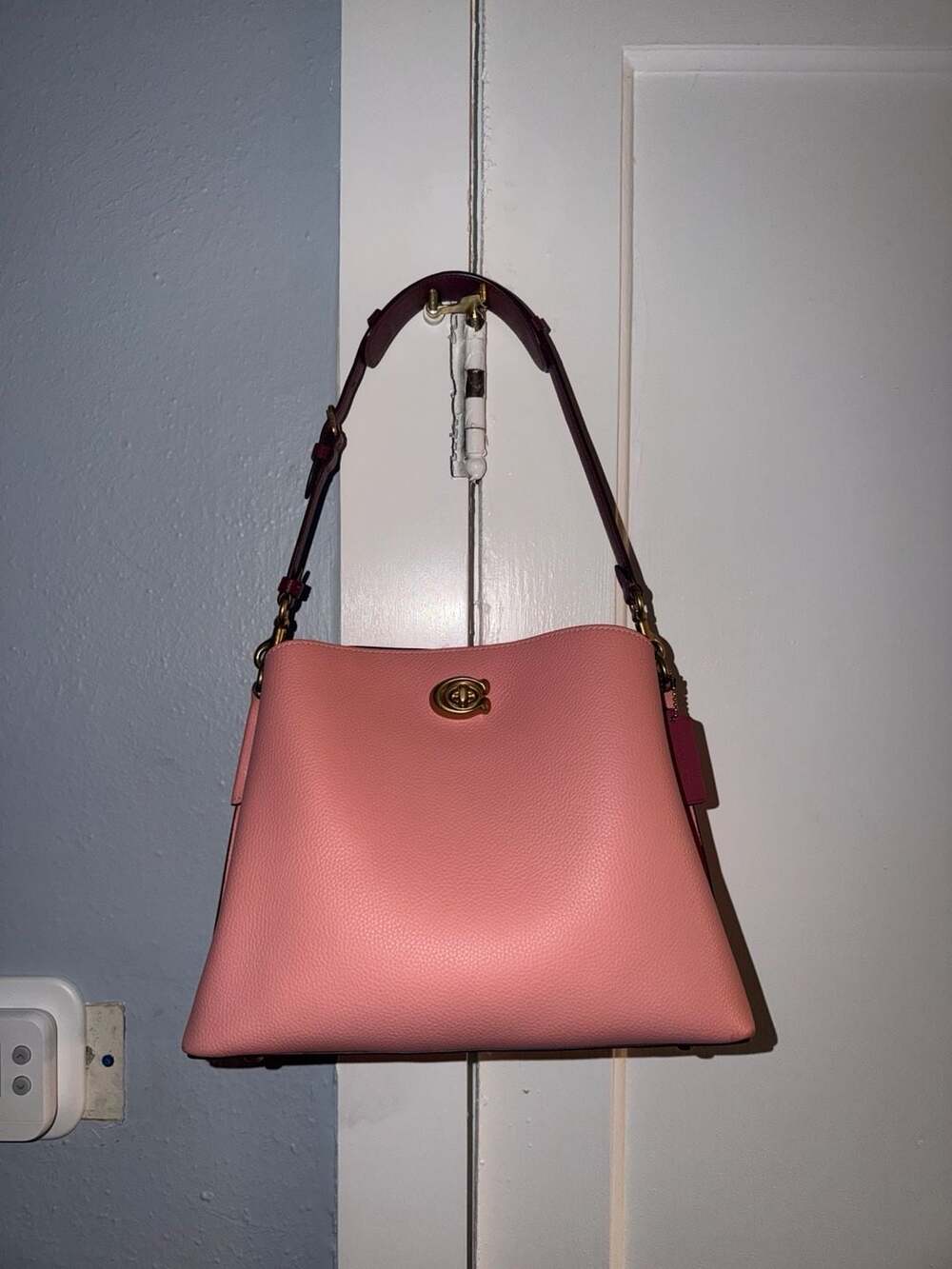 Coach Willow Shoulder Bag In Colorblock Pink Leather